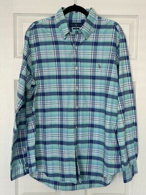 Polo Ralph Lauren Shirt Mens Large Classic Fit Plaid Button Down Cotton